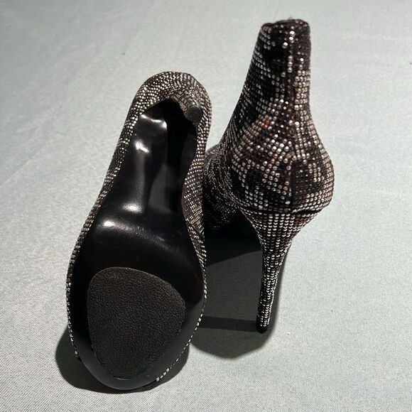 Steve Madden St. Lucia Black Monochrome Camouflage Gemstone Ankle Boots B51 - Picture 11 of 11